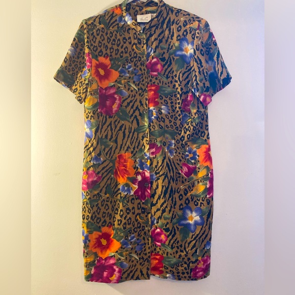 Vintage mixed print shift dress - Picture 1 of 7
